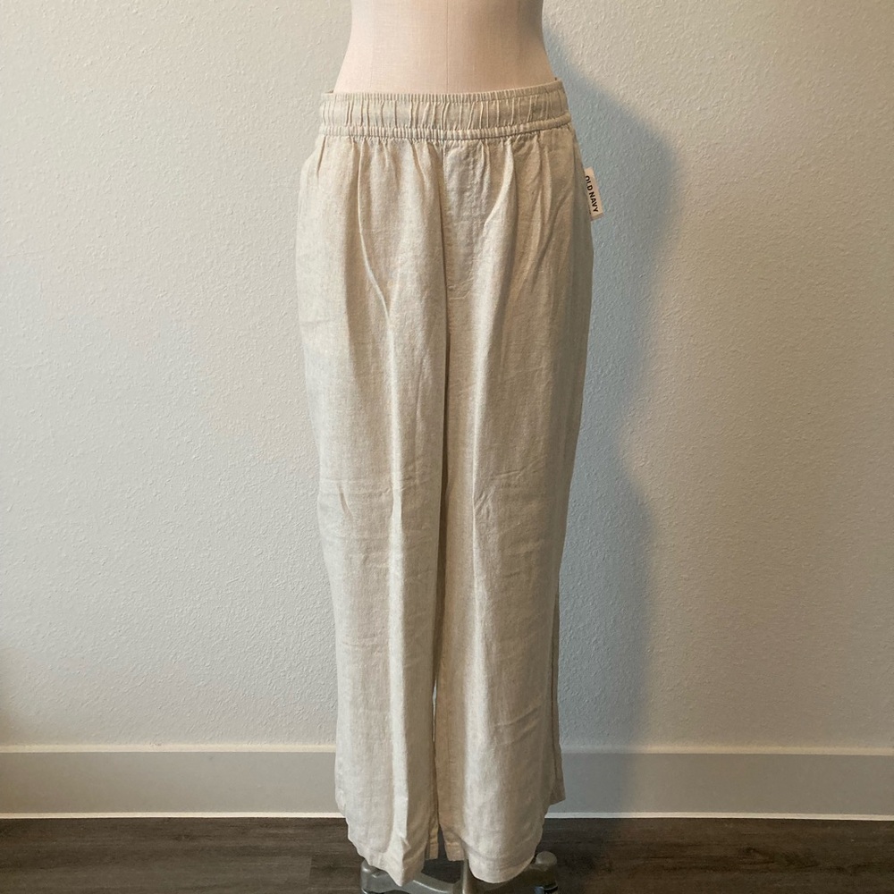 Linen High Rise Wide Leg Pant, XL